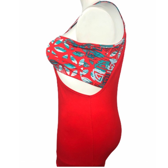 Soybu Red Tank Top With Built In Bra & Cross Back - Picture 2 of 5